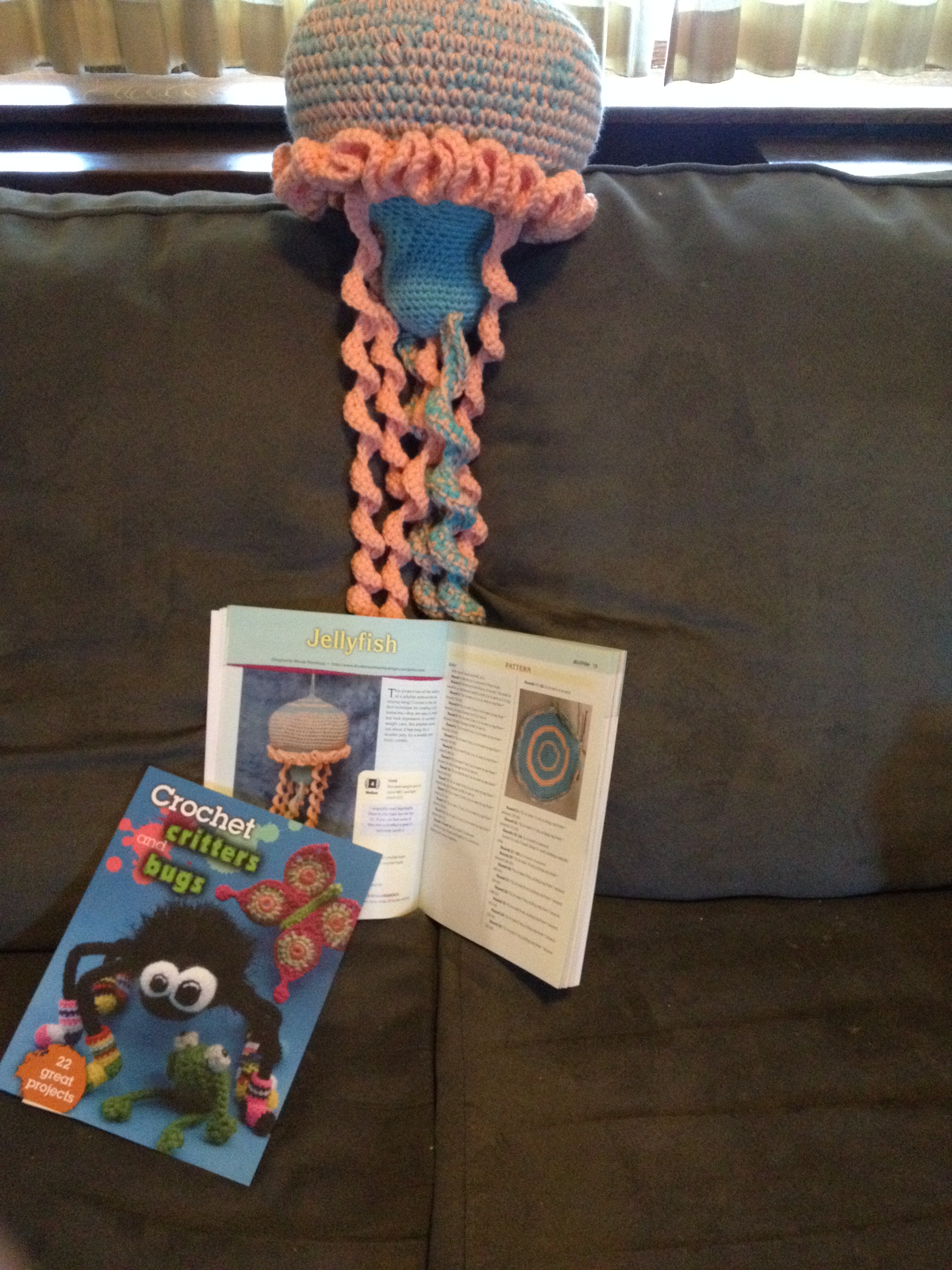 Crochet pattern book with jellyfish