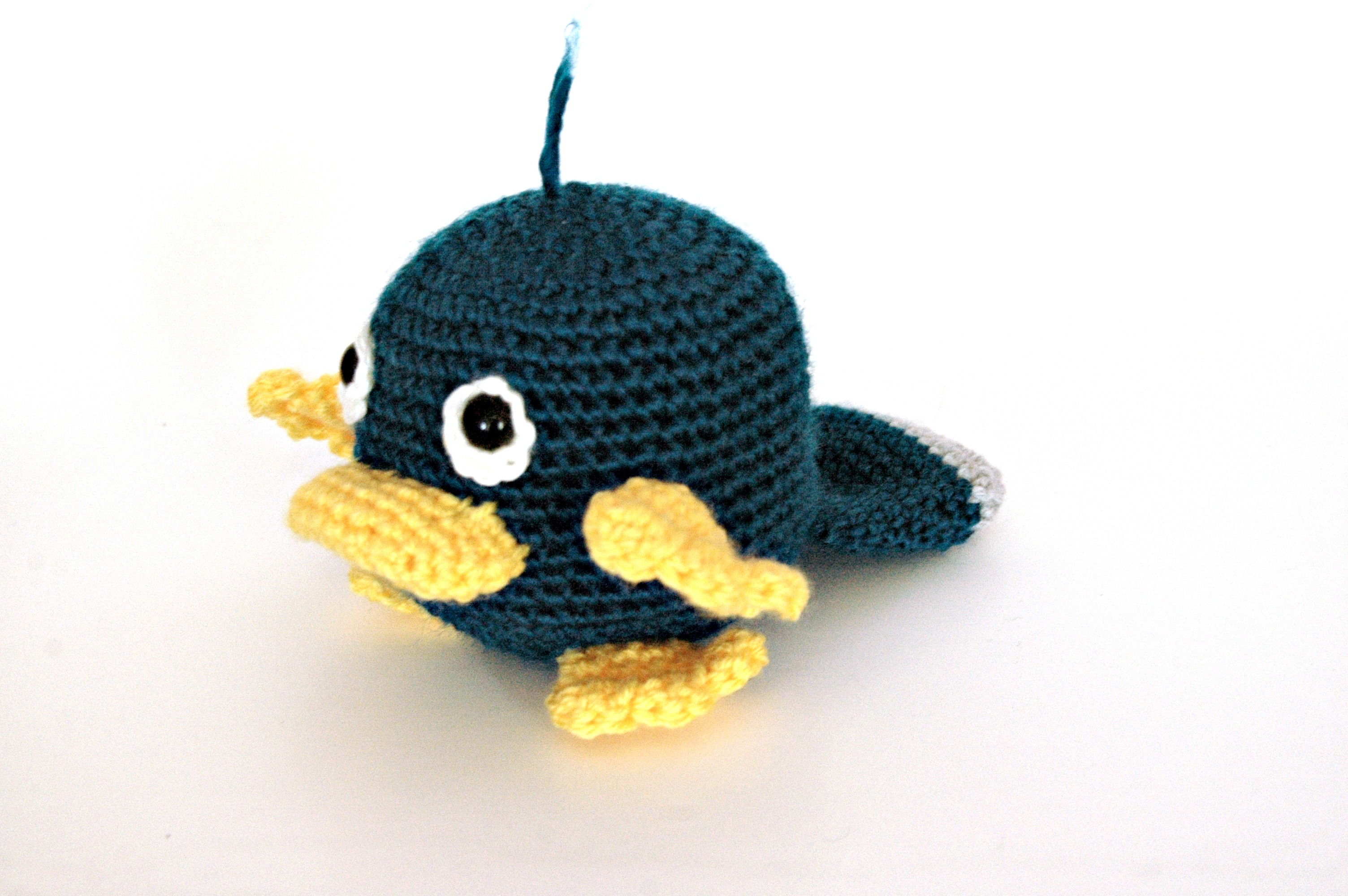 Crocheted baby platypus